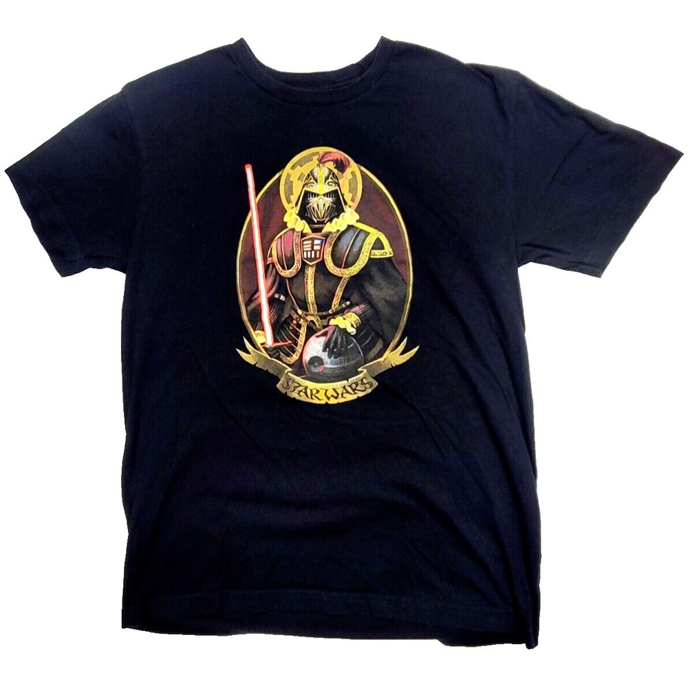 Star Wars Fifth Sun T-Shirt Men's Large Darth Vader Medieval‎ Design Black
